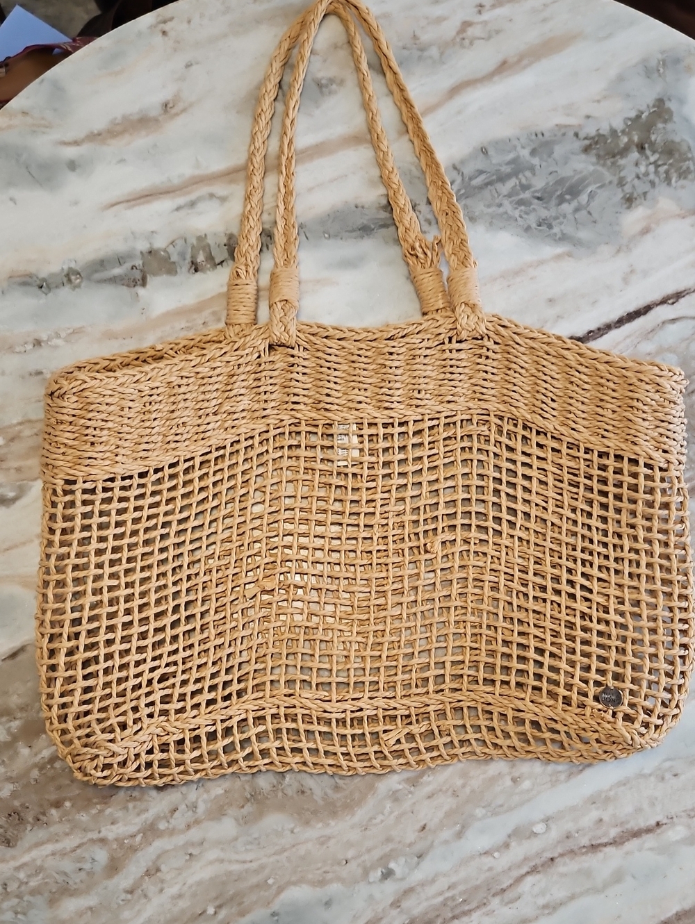 Woven Natural Paper Tote Bag - Casual Beach Handbag 100% Made Of Paper